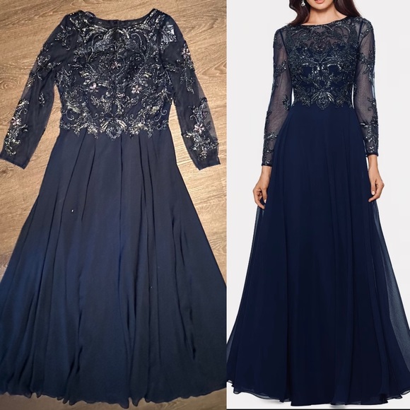 Full Length Chiffon Gowns with Illusion Neck Grape